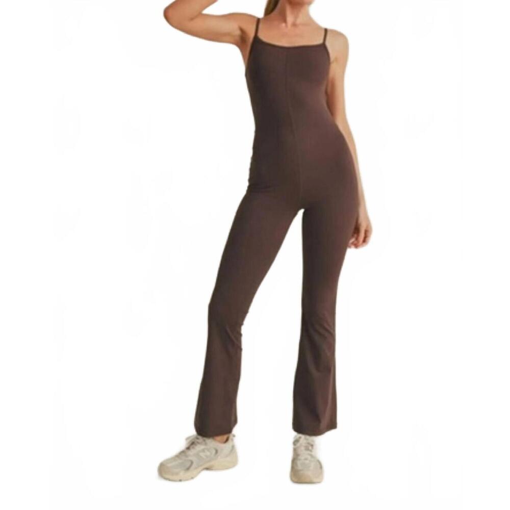 NEW KIMBERLY C flare leg jumpsuit in chocolate
